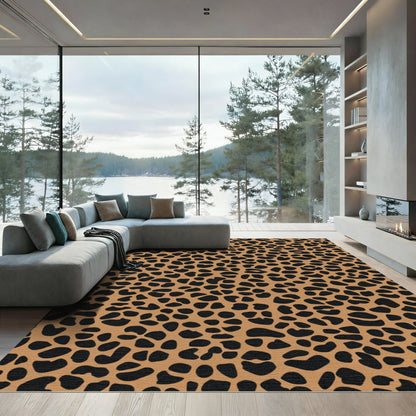 Brown Black Leopard Spots Rug