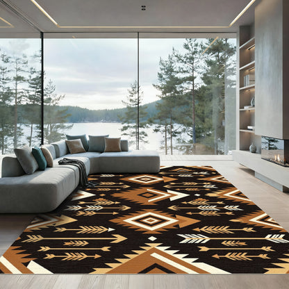 Tribal Ochre Geometric Diamond Arrow Rug