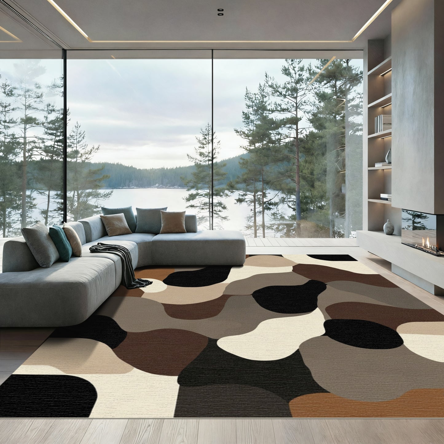Abstract Organic Earth Tones Rug