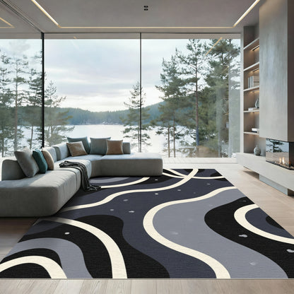 Moody Abstract Flowing Lines Rug