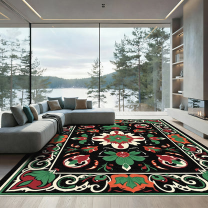 Bold Floral And Leaf Border Rug