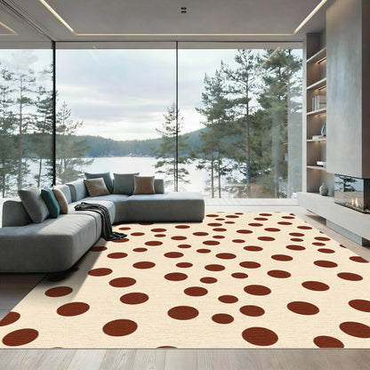 Brown Polka Dot Cream Rug