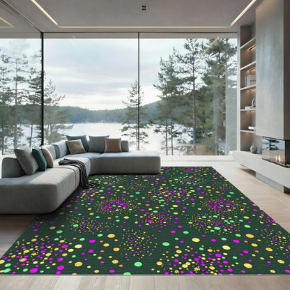 Cosmic Gold and Magenta Confetti Scatter Rug