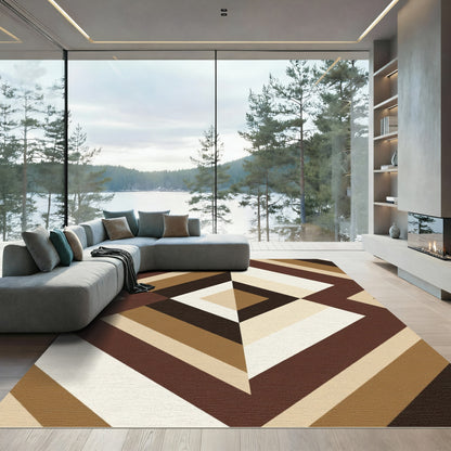 Geometric Brown Cream Diamond Stripe Rug