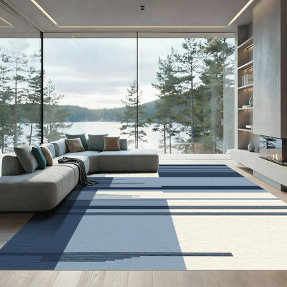 Midnight Blue Geometric Streak Rug