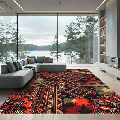Crimson and Gold Patchwork Medallion Rug