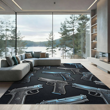 Tactical Metallic Pistol Repeating Art Rug