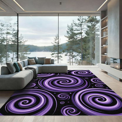Abstract Cosmic Purple Vortex Swirl Rug