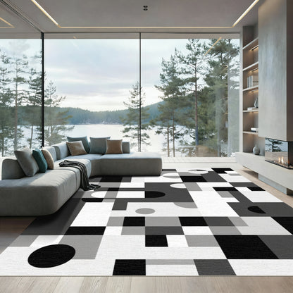 Monochromatic Geometric Shapes Abstract Rug