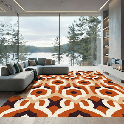 Retro Earthy Arabesque Tile Rug