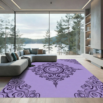 Ornate Amethyst Mandala Scroll Rug
