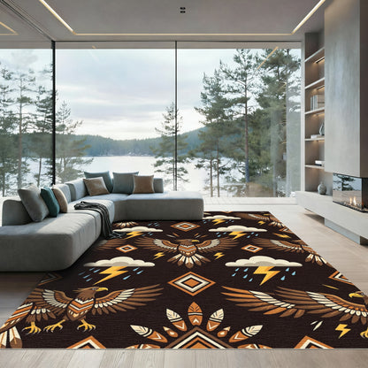 Brown Eagle Storm Diamond Feather Rug