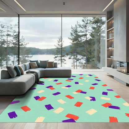 Playful Orange Purple Cream Strokes Rug