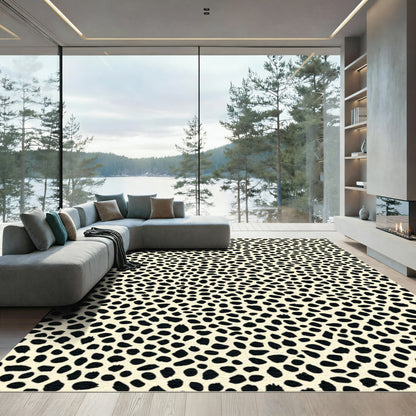 Cream Black Spotty Animal Hide Rug