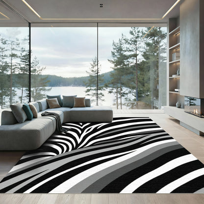 Dynamic Black White Zebra Stripes Rug