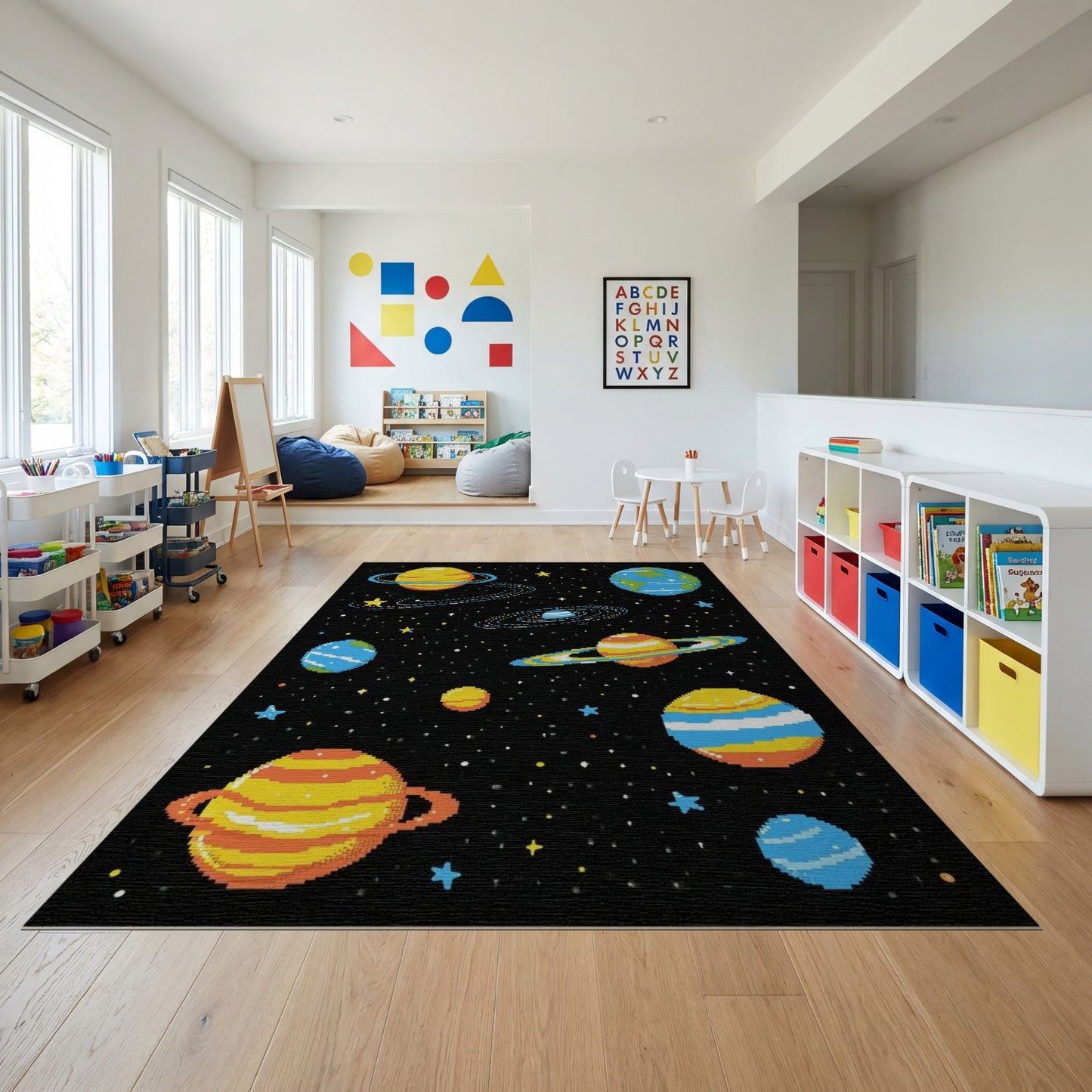 Pixelated Cosmic Planets Stars Rug 2