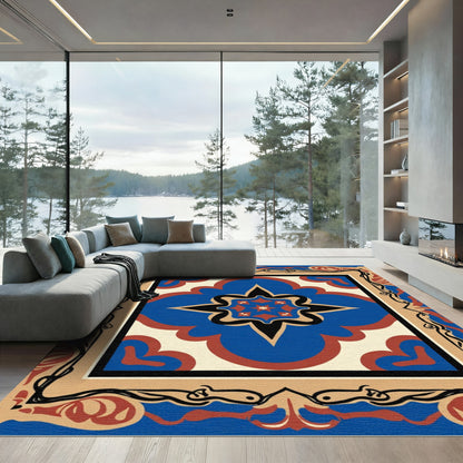 Ornate Ceramic Tile Motif Rug