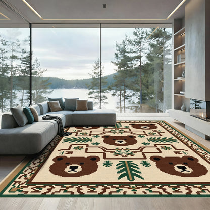 Brown Bear Forest Woodland Rug