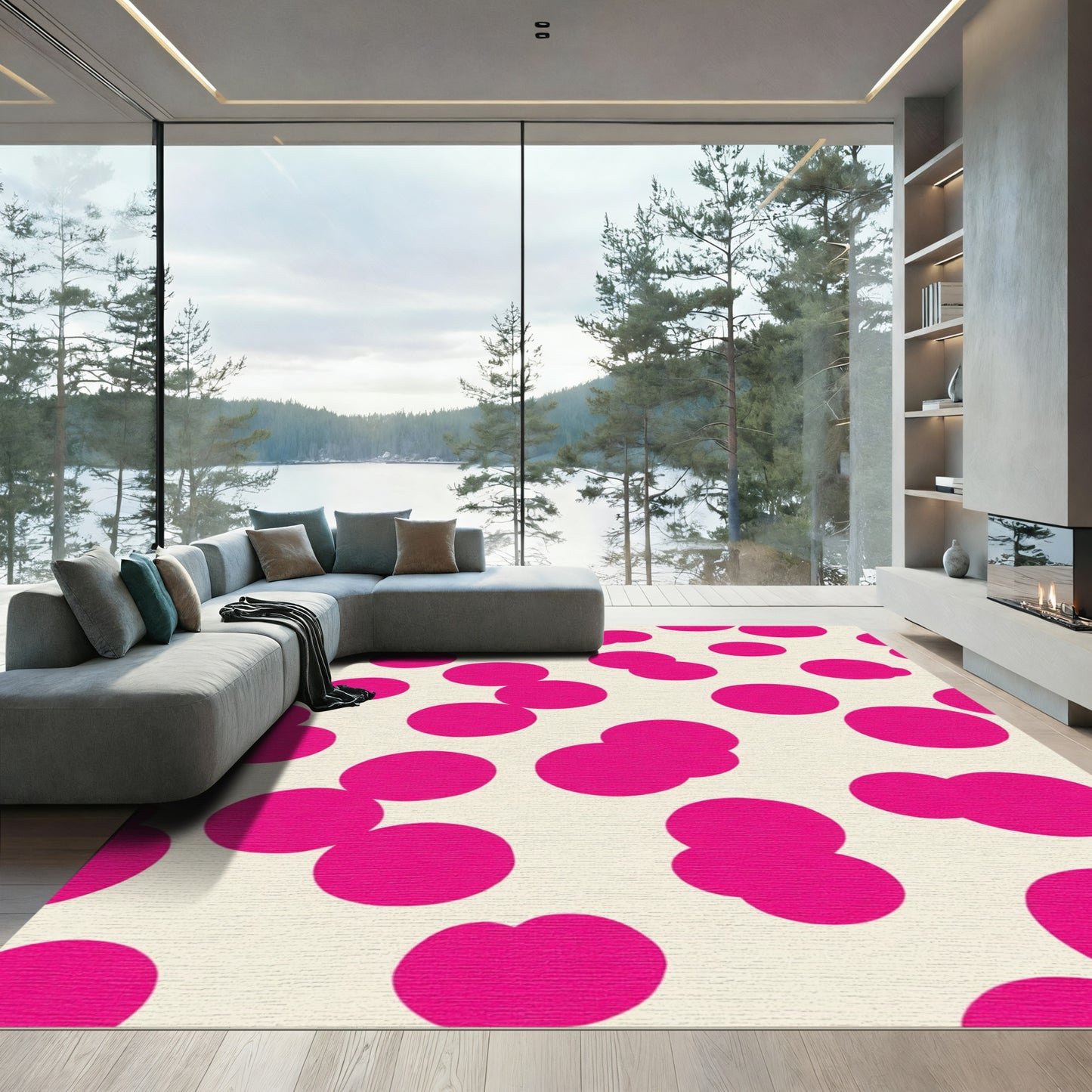 Fun Pink Polka Dot Scatter Rug