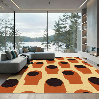 Abstract Ochre Head Silhouette Pattern Rug