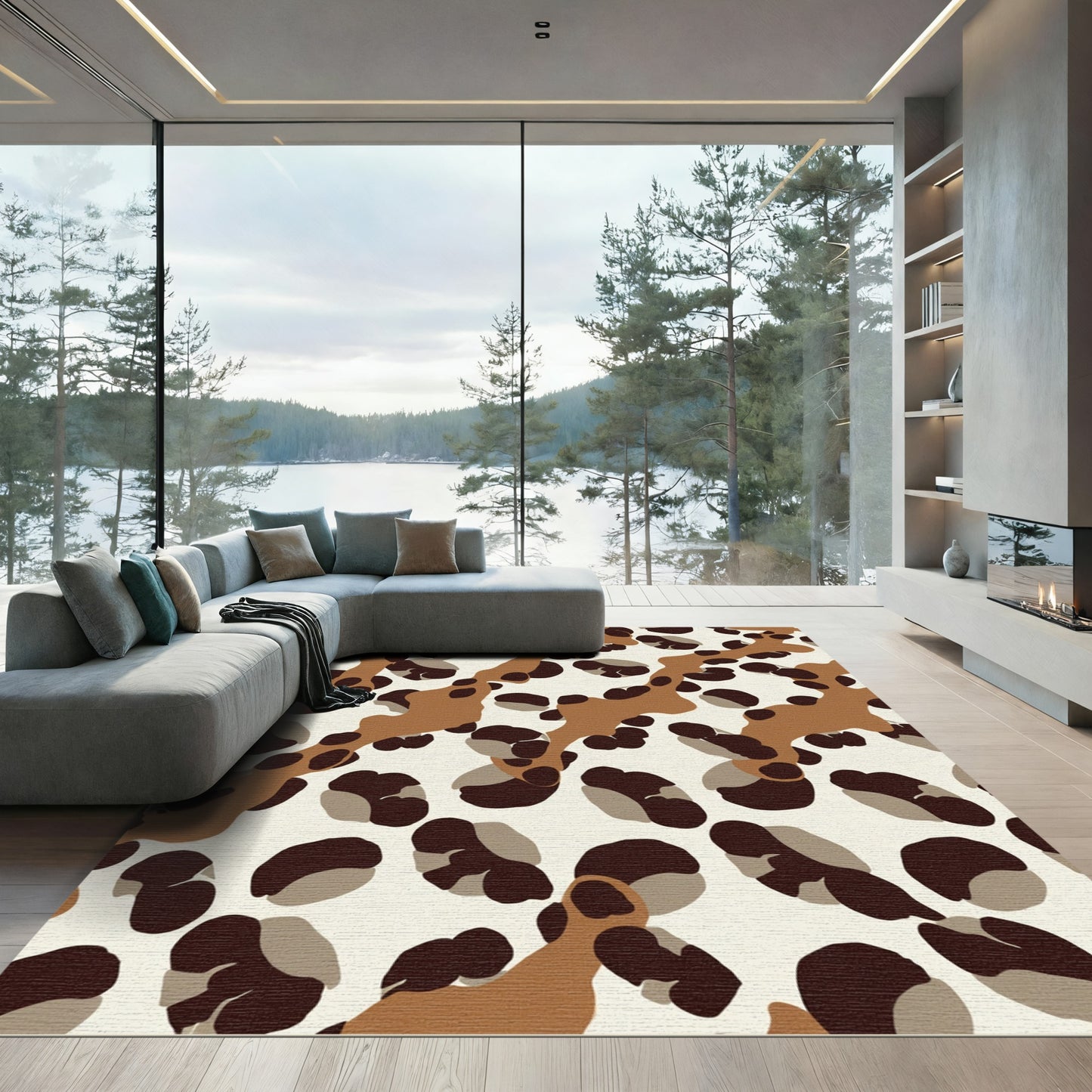 Wild Animal Print Tan Brown Rug