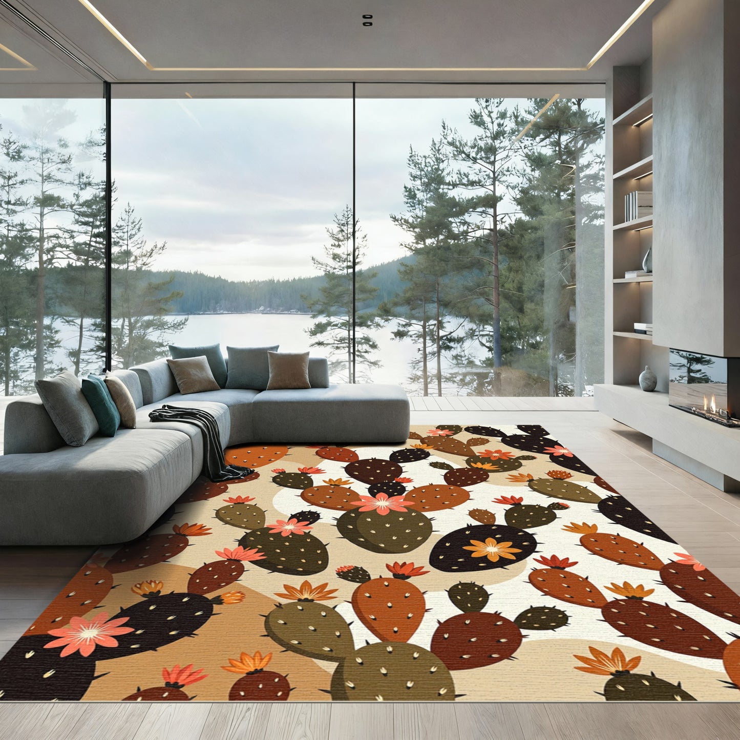 Desert Cactus Bloom Medley Rug