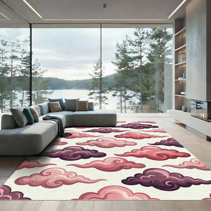 Dreamy Pink Purple Swirling Clouds Rug