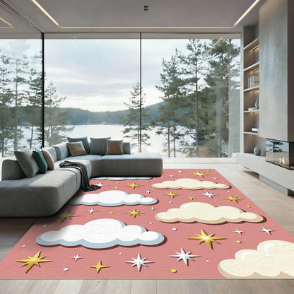 Whimsical Blush Pink Celestial Cloud Rug