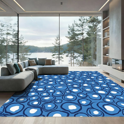 Oceanic Blue Circles Abstract Rug