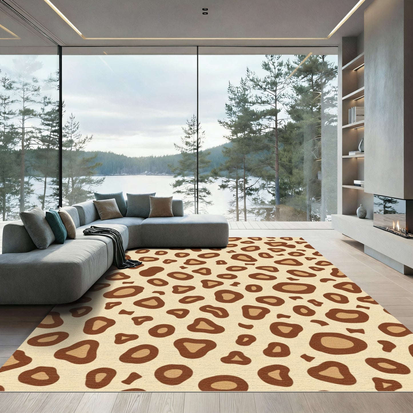 Brown Spotted Animal Skin Rug