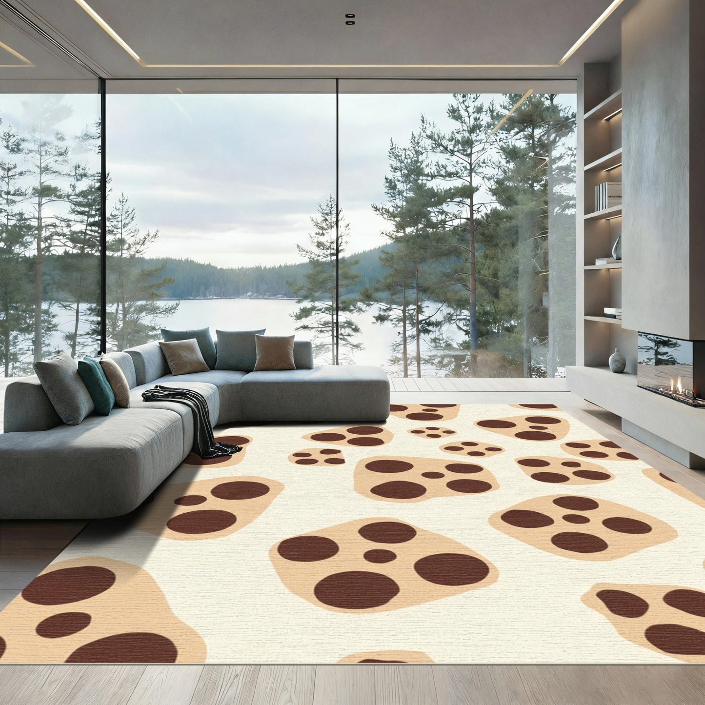 Clay Brown Spot Group Rug