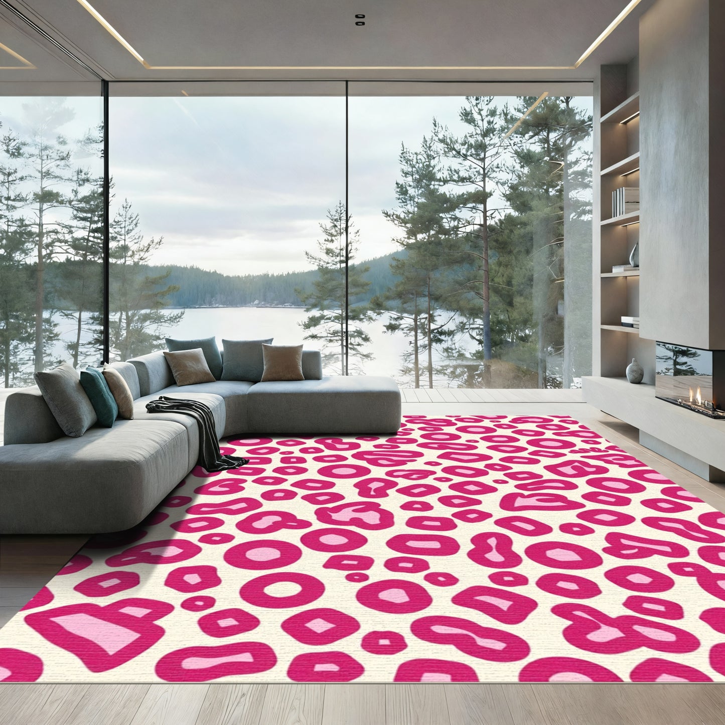 Hot Pink Leopard Spots Rug