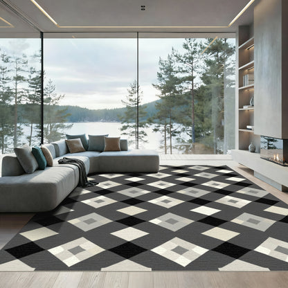 Modern Diamond Lattice Gray Rug
