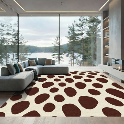 Brown Spot Cream Organic Shape Rug