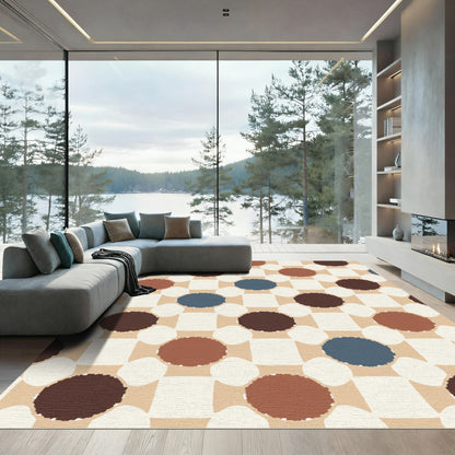 Earthy Tone Circles Squares Composition Rug