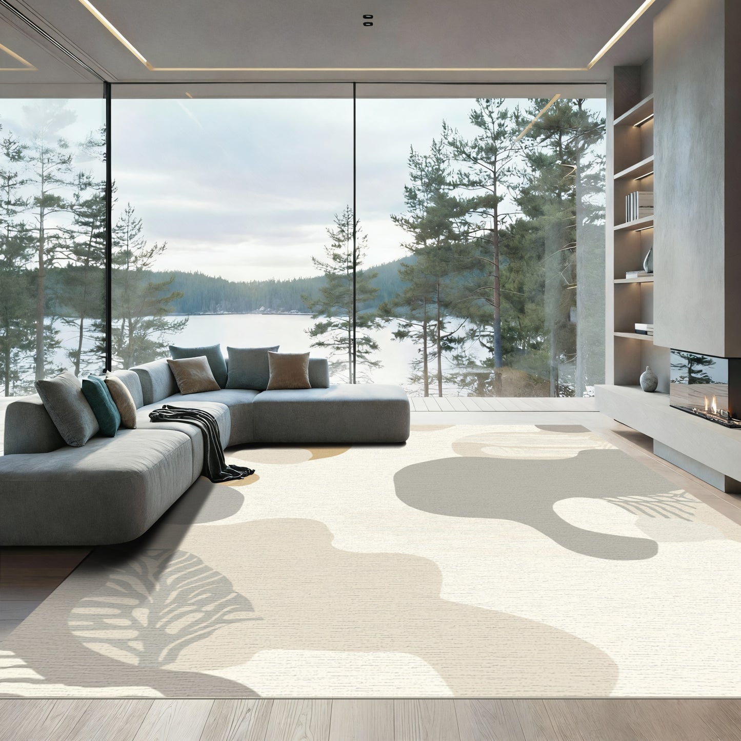Earthy Botanical Abstract Organic Flow Rug