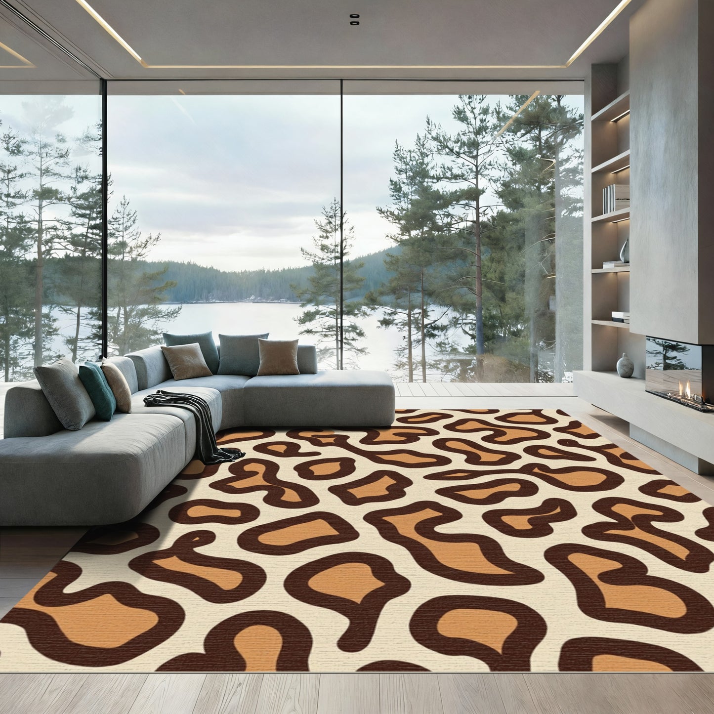 Brown Tan Animal Print Rug