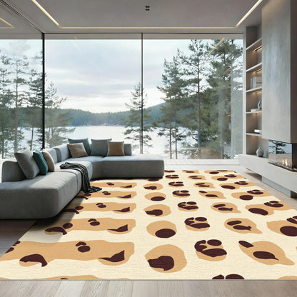 Tan Leopard Spots Over Cream Rug