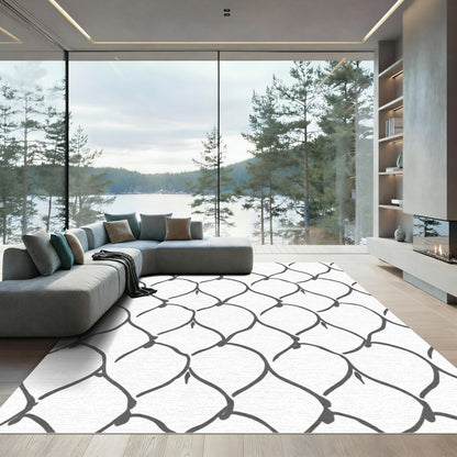 Gray Scaled Quatrefoil Lattice Rug