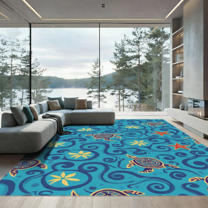 Oceanic Turtles And Starfish Rug