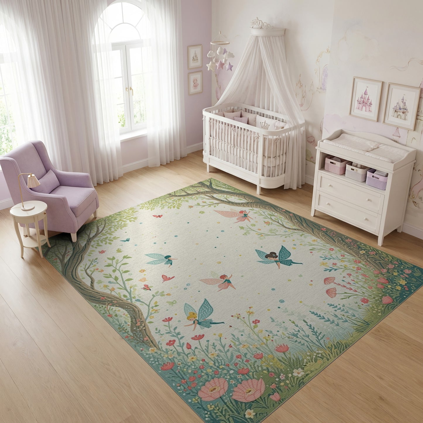 Whimsical Pastel Fairy Forest Rug