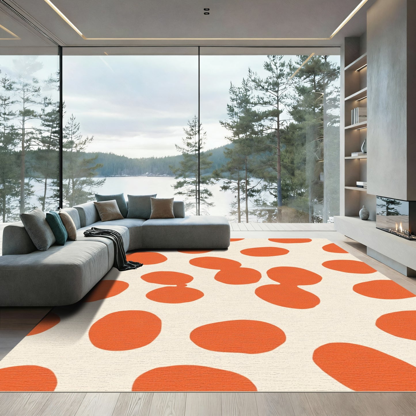 Bold Orange Polka Dot Spot Rug