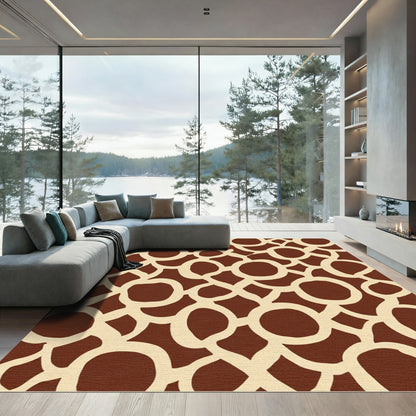 Bold Brown Cream Organic Circles Rug