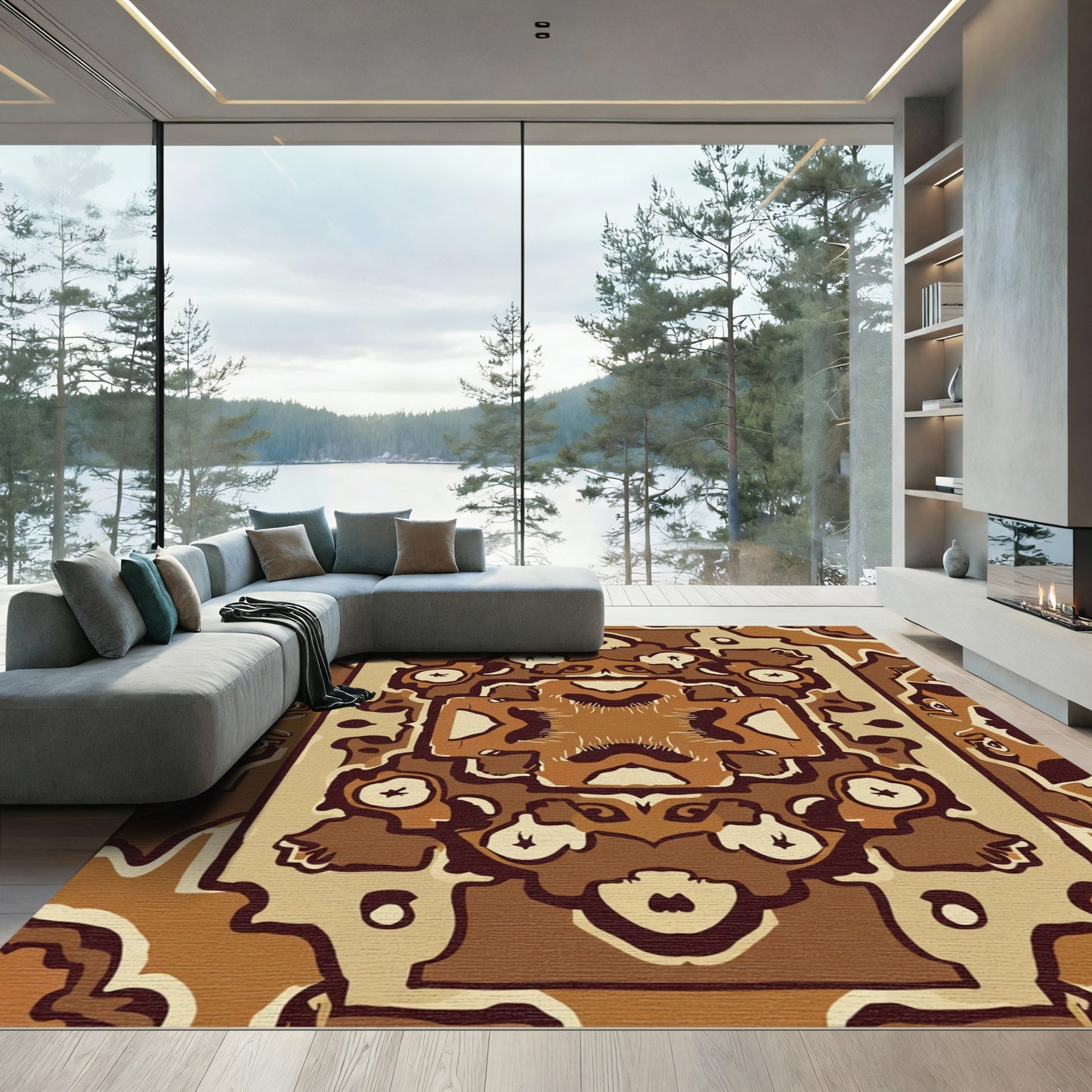 Earthy Tones Geometric Medallion Rug