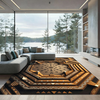 Geometric Tribal Arrow Octagon Medallion Rug