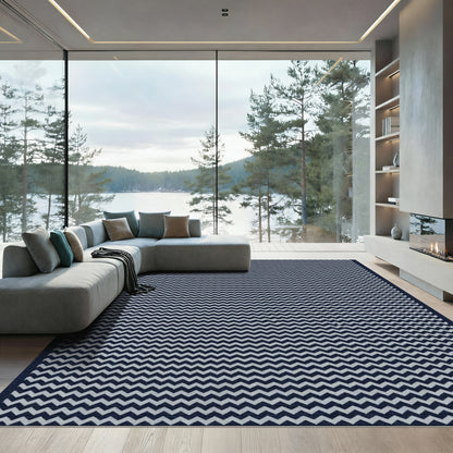 Midnight Blue Zigzag Chevron Rug