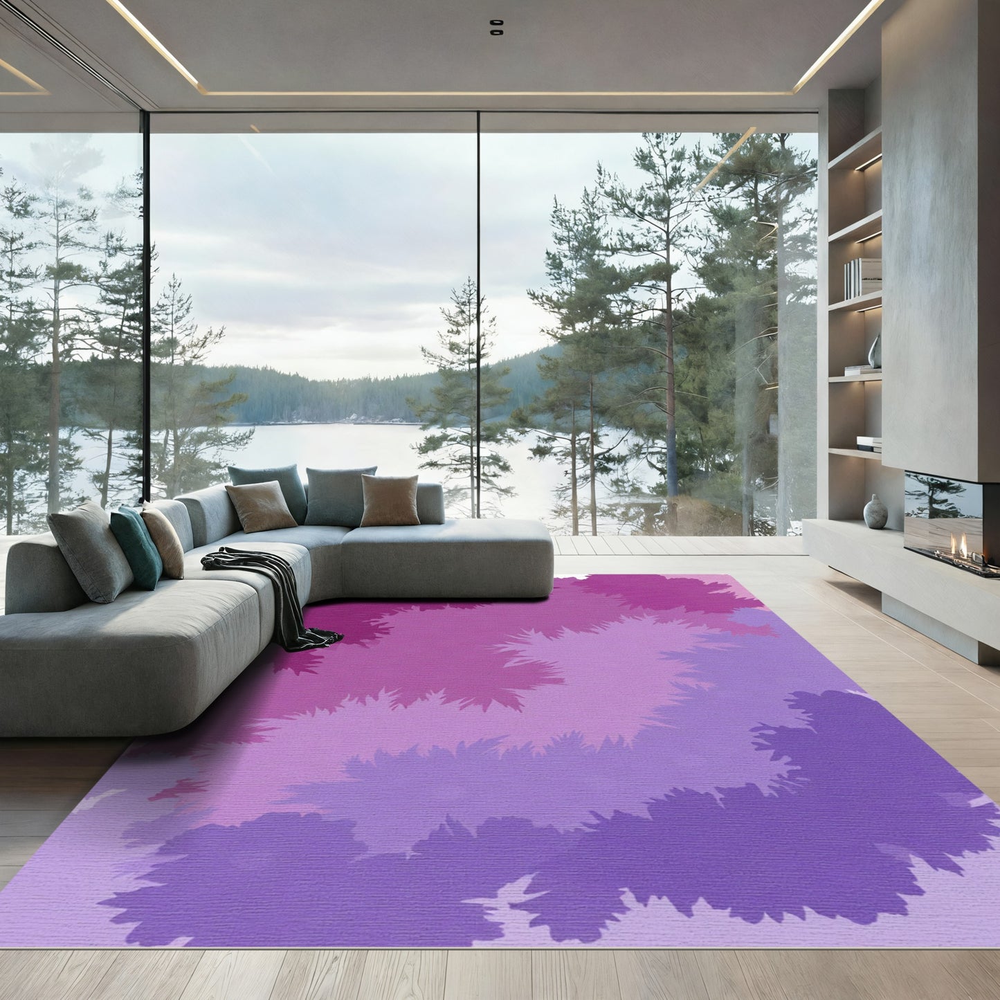 Magenta Purple Abstract Jagged Layers Rug