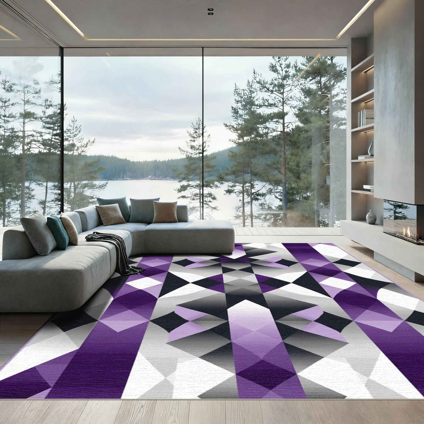 Amethyst Diamond Geometric Illusion Rug