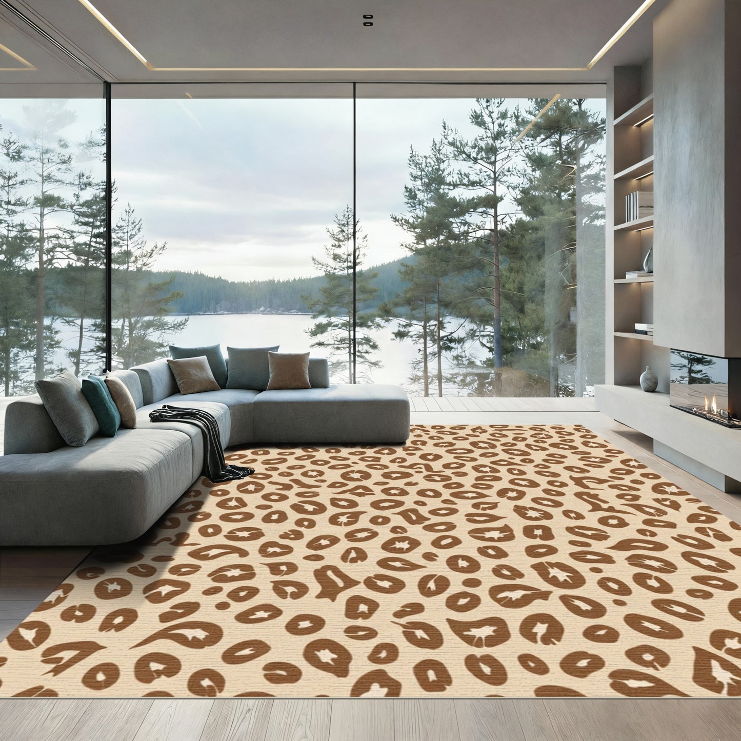 Neutral Leopard Spots Texture Rug
