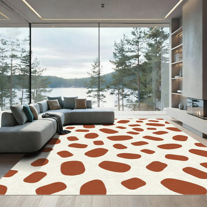 Rustic Brown Cream Spotted Overlay Rug